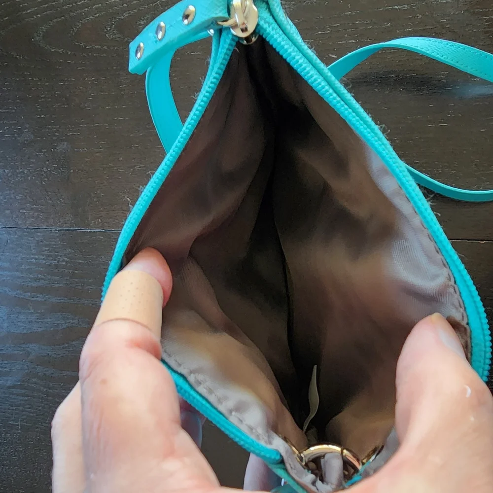 Gorgeous NWOT Nicole Miller Aqua Crossbody Bag Adjustable Strap Lots of Pockets - Picture 4 of 9